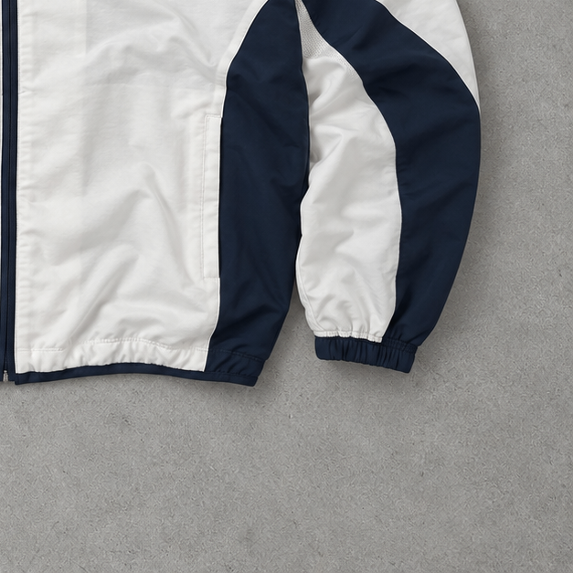 Y2K Reebok Track Jacket Weiß, Dunkelgrün Limited Stitched Logo (L)