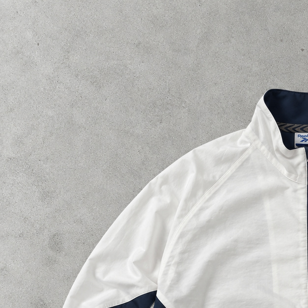 Y2K Reebok Track Jacket Weiß, Dunkelgrün Limited Stitched Logo (L)