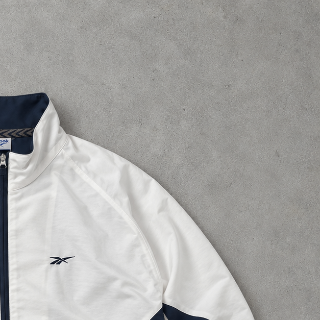 Y2K Reebok Track Jacket Weiß, Dunkelgrün Limited Stitched Logo (L)