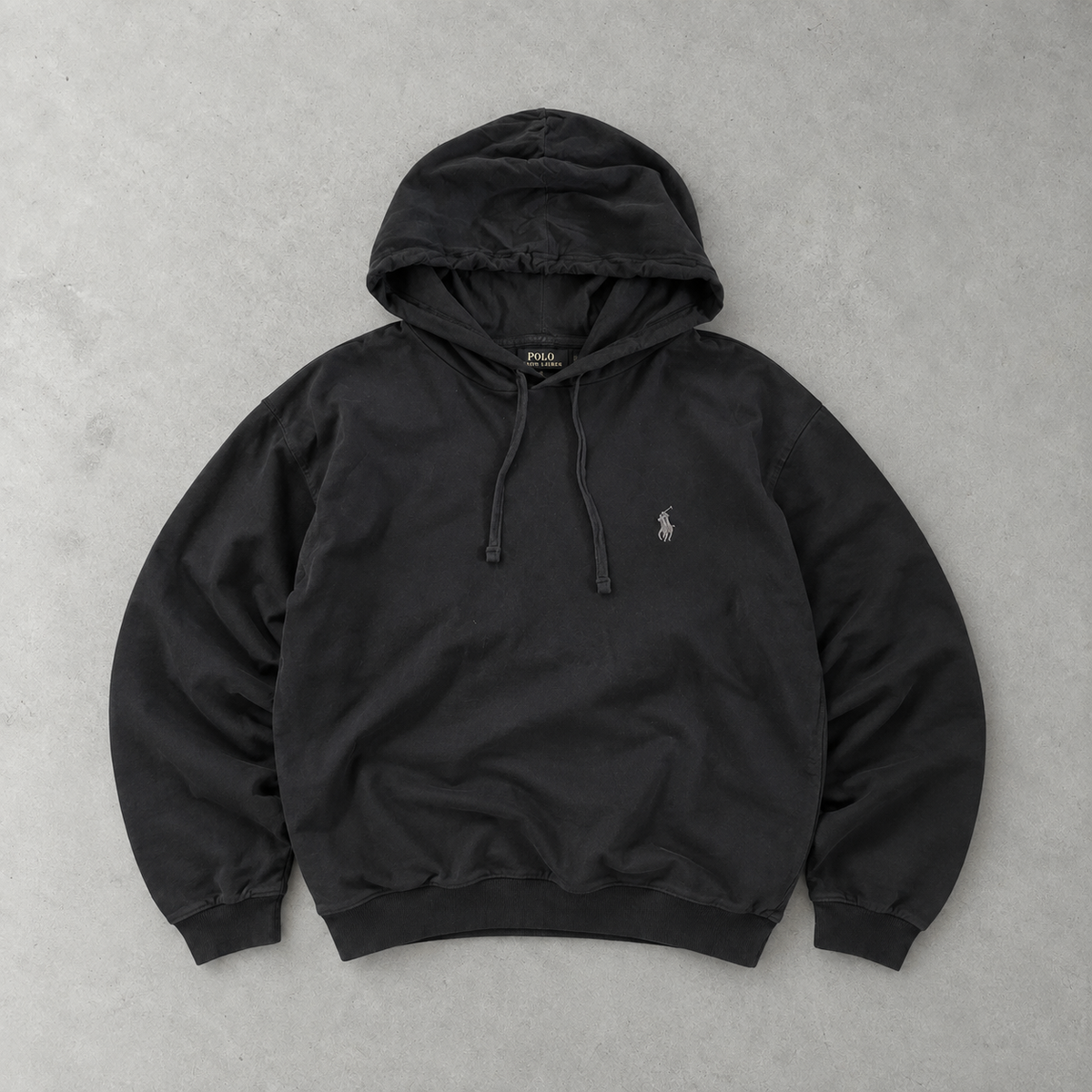 Ralph Lauren Hoodie Schwarz Stitched Logo Rare (L)