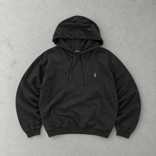 Ralph Lauren Hoodie Schwarz Stitched Logo Rare (L)