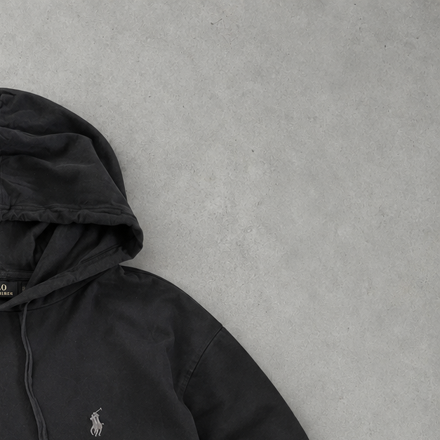 Ralph Lauren Hoodie Schwarz Stitched Logo Rare (L)