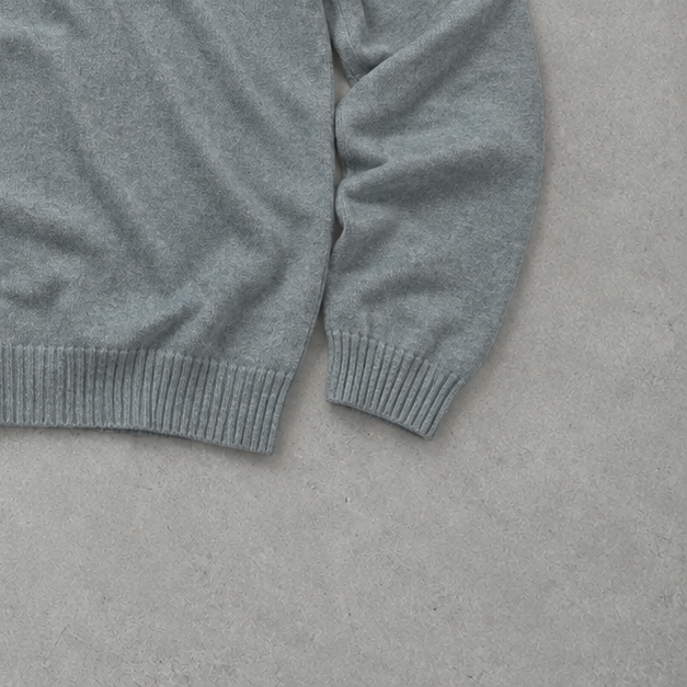 Ralph Lauren Half-Zip Sweater Grau Rare (L) Stitched Logo