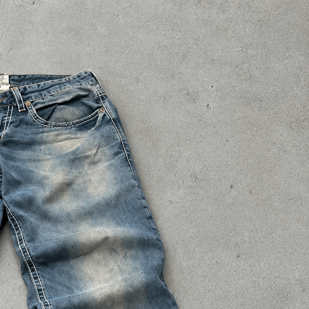 Y2K True Religion Baggy Jeans Blue Rare Stitched Logo (W32 | DE 48)
