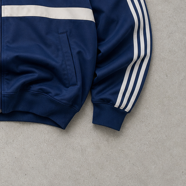 70s Adidas Track Jacket Marineblau, Blau Rare (M) Stitched Logo