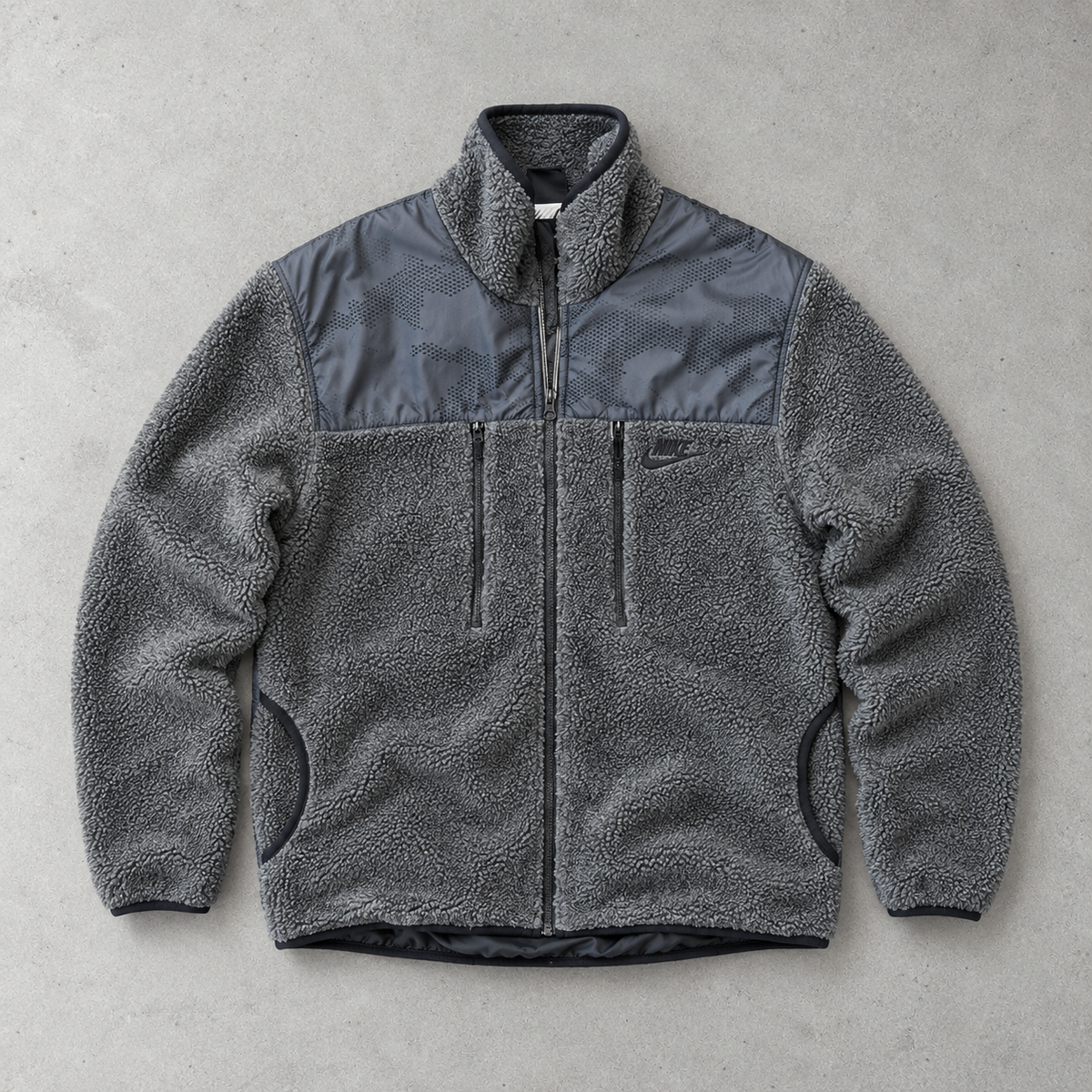 Nike Fleece Jacket Grau, Schwarz Rare Stitched Logo (M)