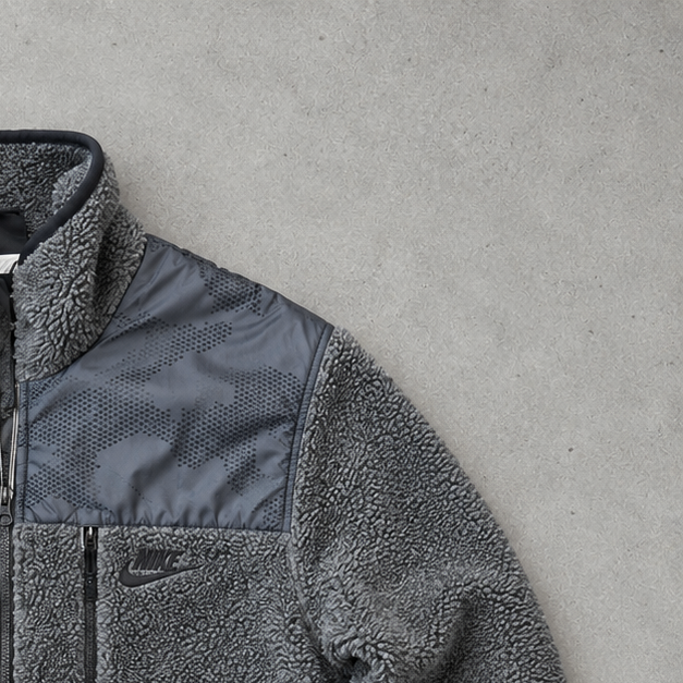 Nike Fleece Jacket Grau, Schwarz Rare Stitched Logo (M)