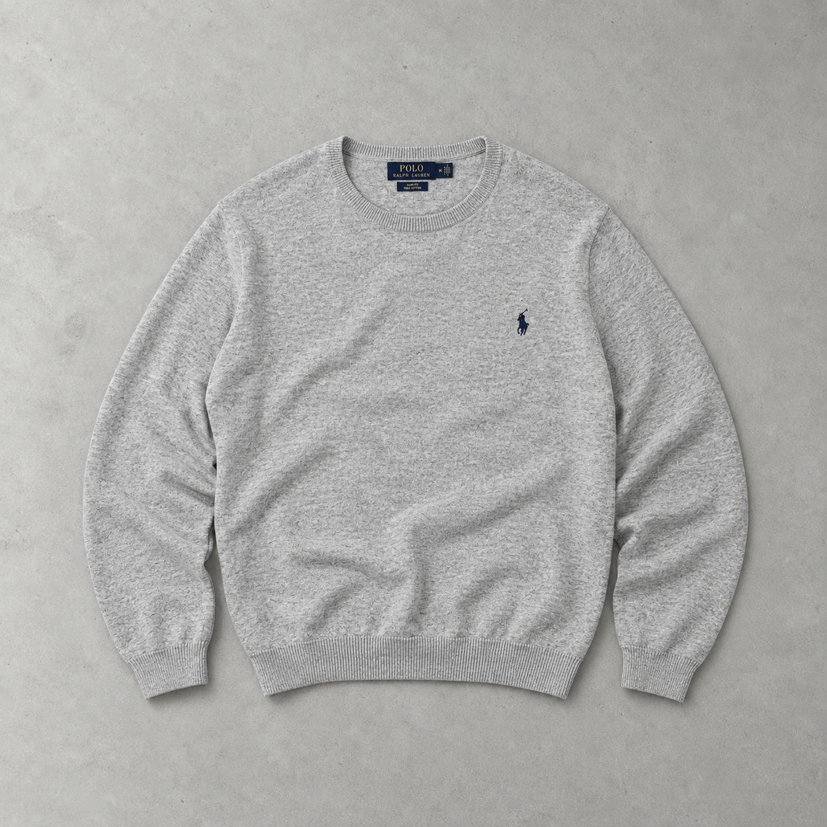 Ralph Lauren Sweater Grau Rare (M) Stitched Logo