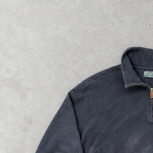 Ralph Lauren Half-Zip Sweater Marineblau Rare (XXL) Stitched Logo