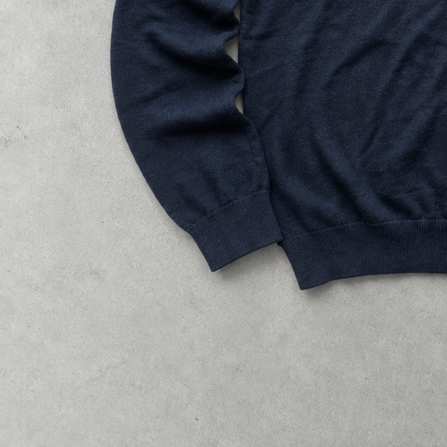 Y2K Ralph Lauren V-Neck Sweater Marineblau Rare (XXL) Stitched Logo