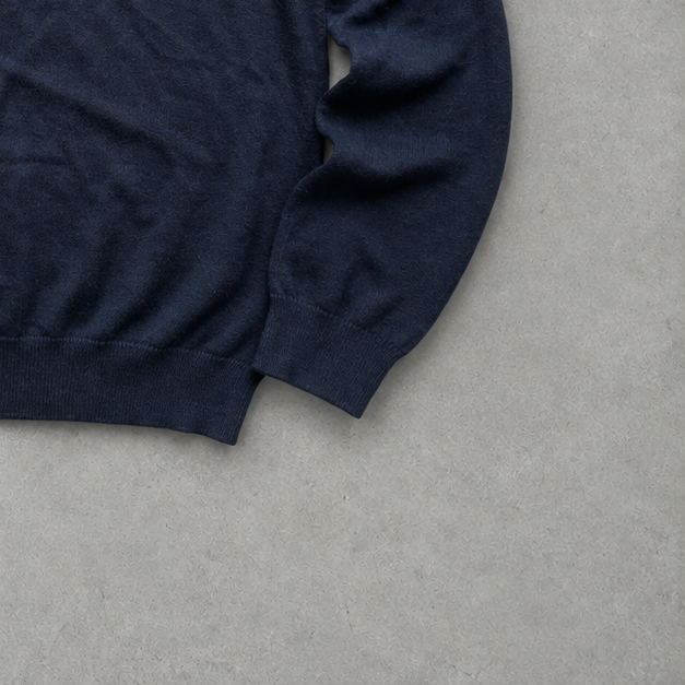 Y2K Ralph Lauren V-Neck Sweater Marineblau Rare (XXL) Stitched Logo
