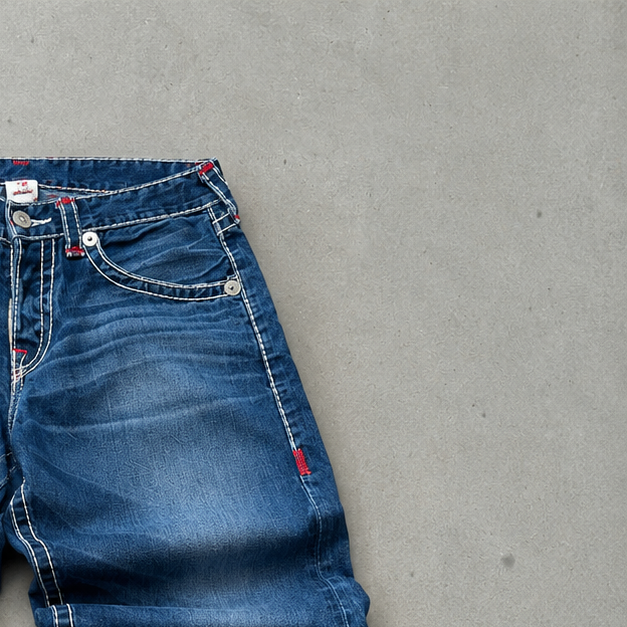 Y2K True Religion Jeans Rot, Blau Rare (L)