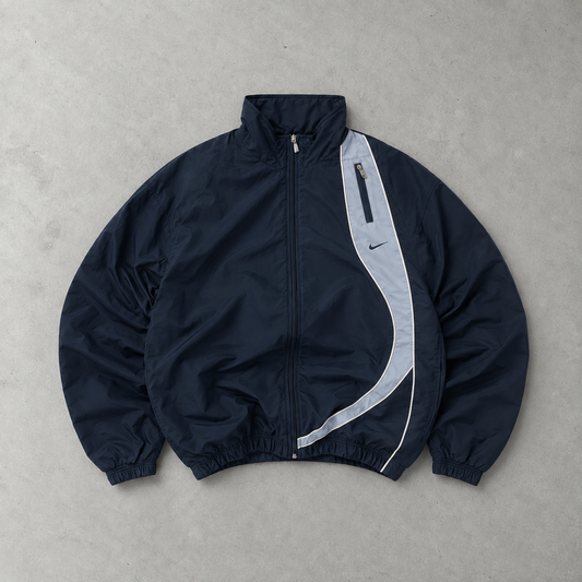 Veste de survêtement vintage Nike bleu marine/blanc rare (M)