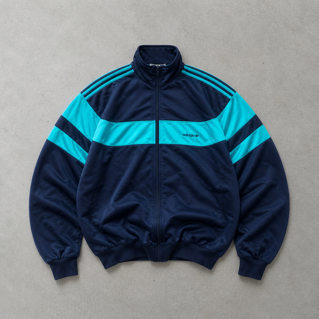 Adidas Track Jacket Marineblau, Hellblau Limited (M) Stitched Logo