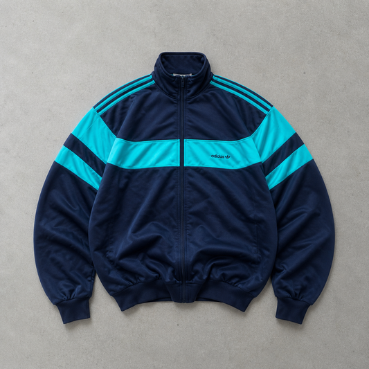 Adidas Track Jacket Marineblau, Hellblau Limited (M) Stitched Logo