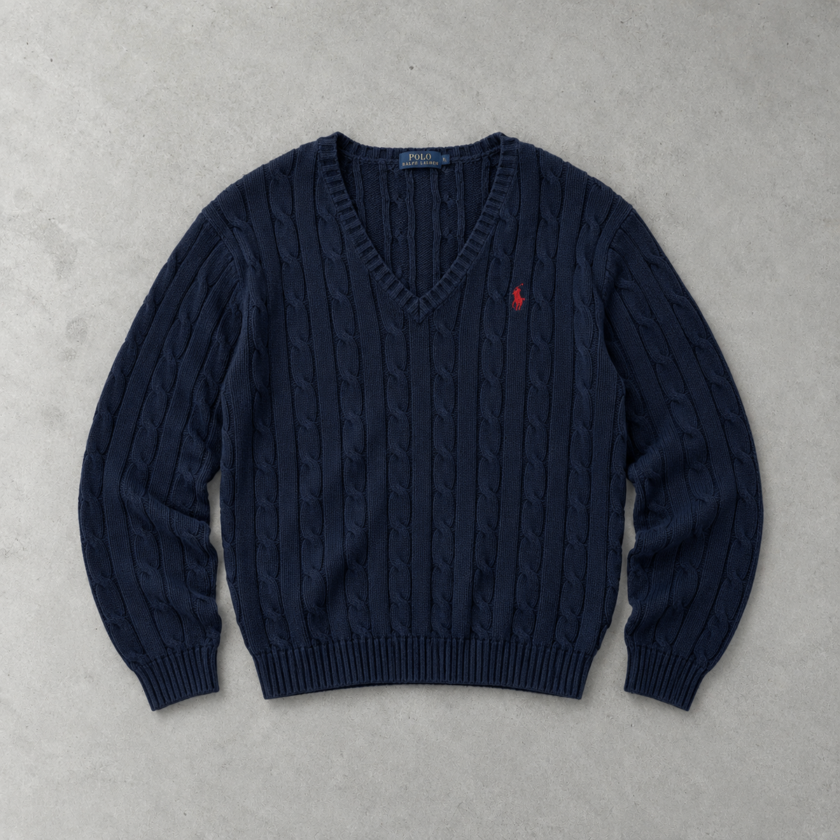 Ralph Lauren Sweater Marineblau Rare (L) Stitched Logo