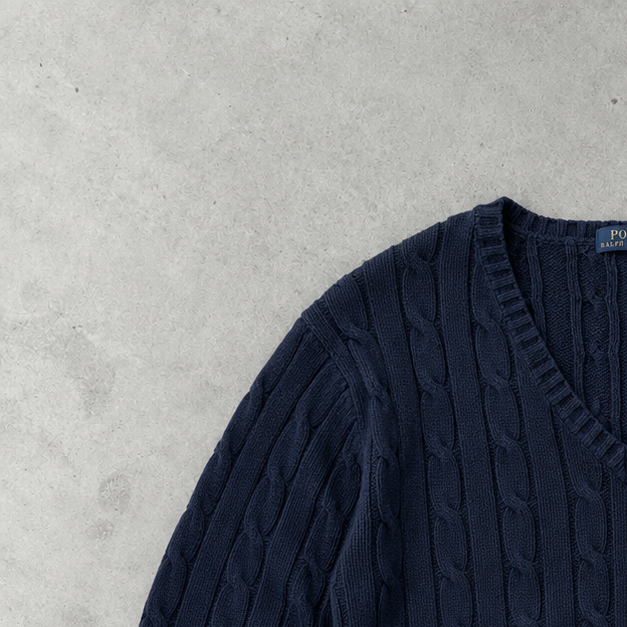 Ralph Lauren Sweater Marineblau Rare (L) Stitched Logo