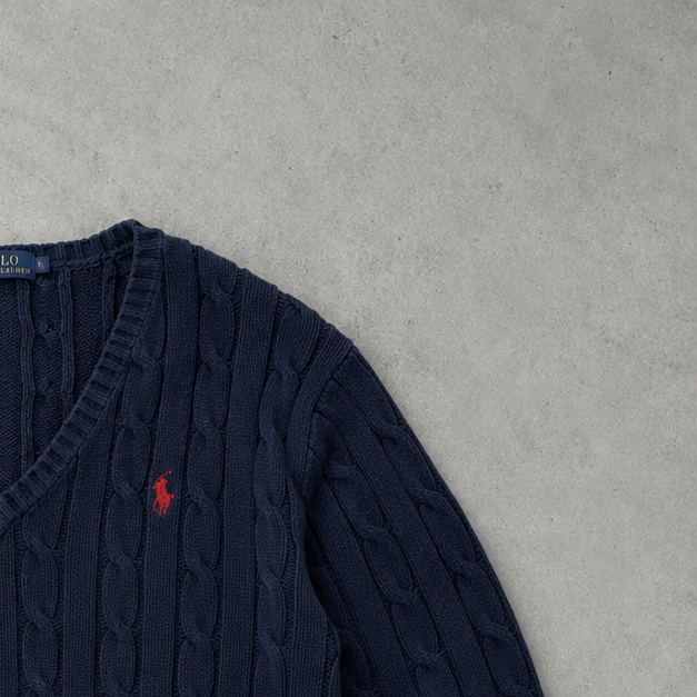 Ralph Lauren Sweater Marineblau Rare (L) Stitched Logo