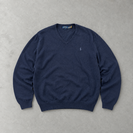 Polo Ralph Lauren Sweater Marineblau Rare (XXL) Stitched Logo