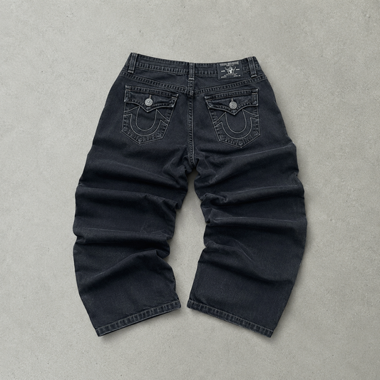 Y2K True Religion Jeans Schwarz Rare (W28 | DE 44)