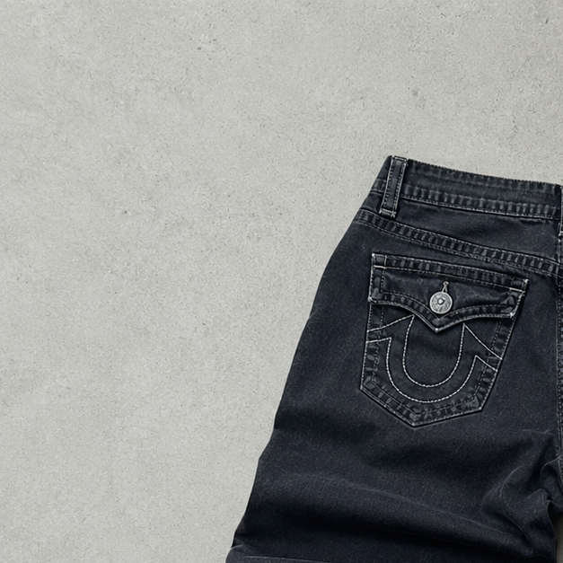 Y2K True Religion Jeans Schwarz Rare (W28 | DE 44)