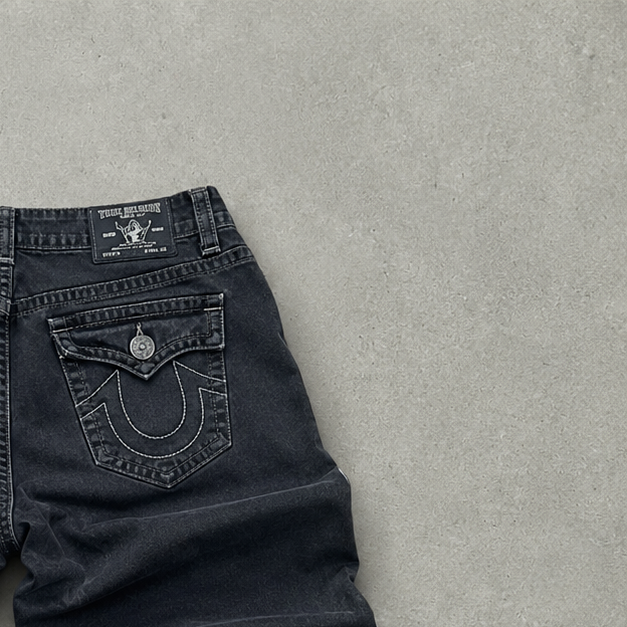 Y2K True Religion Jeans Schwarz Rare (W28 | DE 44)