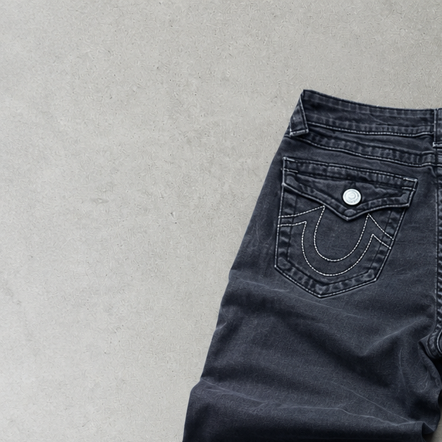 Y2K True Religion Jeans Schwarz Rare (W28 | DE 44)