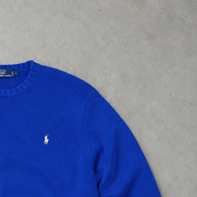 Ralph Lauren Sweater Blau Stitched Logo Limited (L)