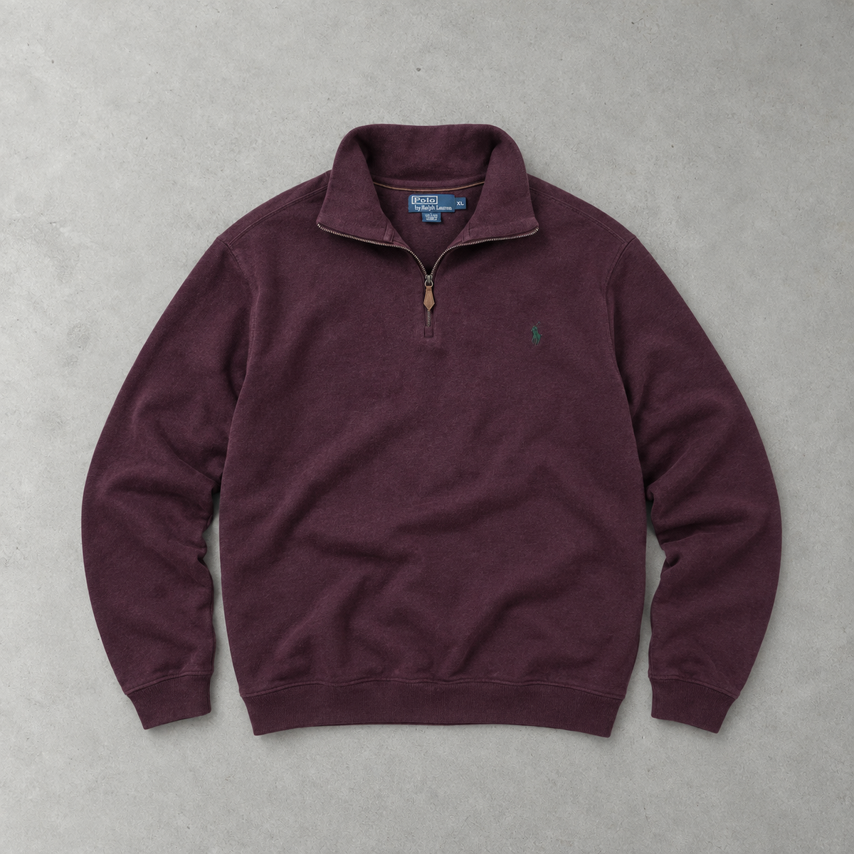 Ralph Lauren Half-Zip Sweater Burgunderrot Rare (XL) Stitched Logo