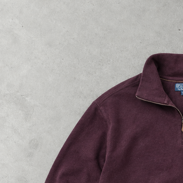 Ralph Lauren Half-Zip Sweater Burgunderrot Rare (XL) Stitched Logo