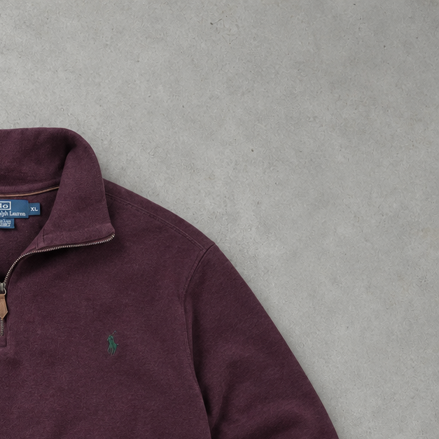Ralph Lauren Half-Zip Sweater Burgunderrot Rare (XL) Stitched Logo