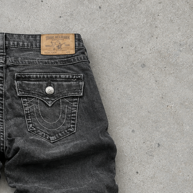 Y2K True Religion Bootcut Jeans Black Rare Stitched Logo (W30 | DE 46)