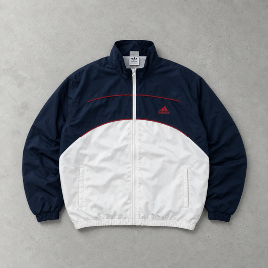 90s adidas Track Jacket Weiß, Marineblau Limited (L)