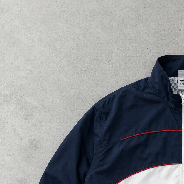 90s adidas Track Jacket Weiß, Marineblau Limited (L)
