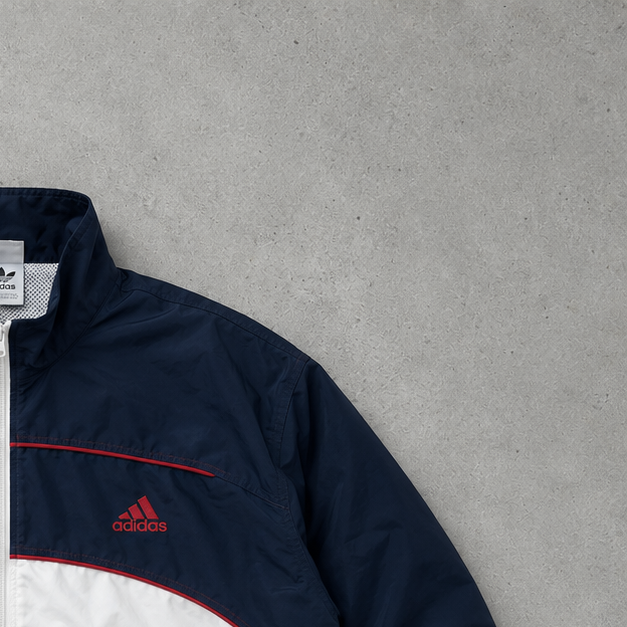 90s adidas Track Jacket Weiß, Marineblau Limited (L)