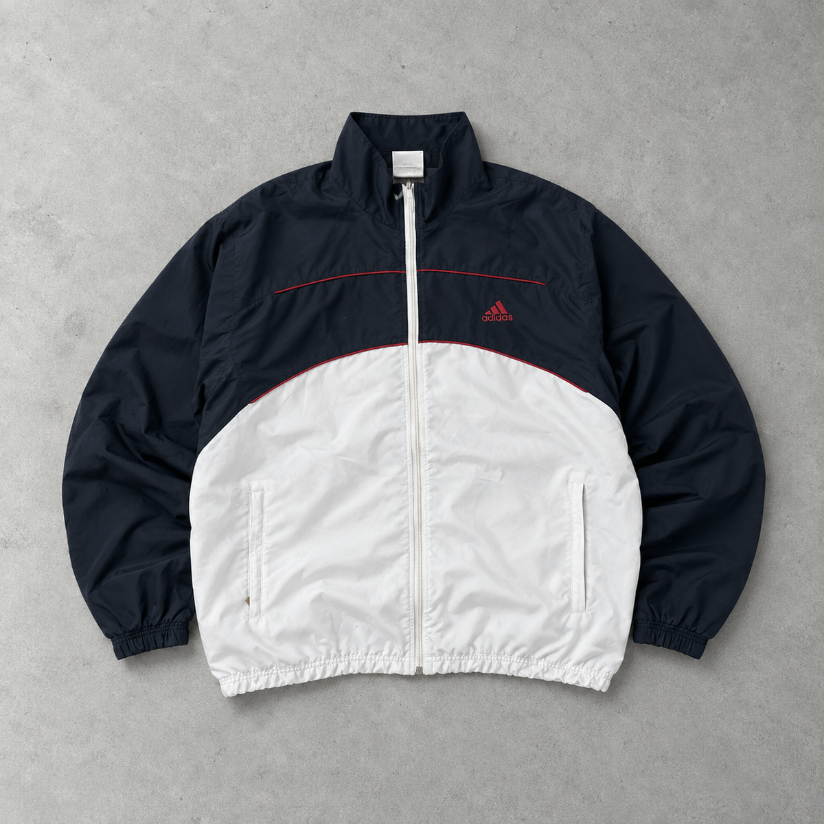 90s adidas Track Jacket Weiß, Marineblau Limited (L)
