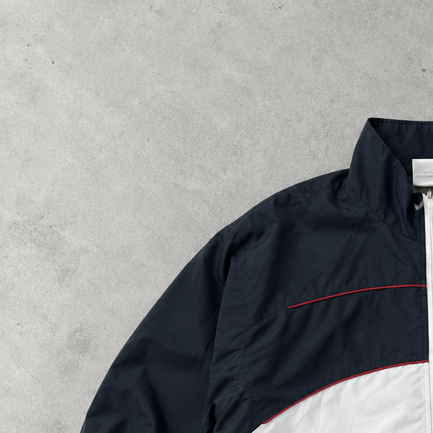 90s adidas Track Jacket Weiß, Marineblau Limited (L)