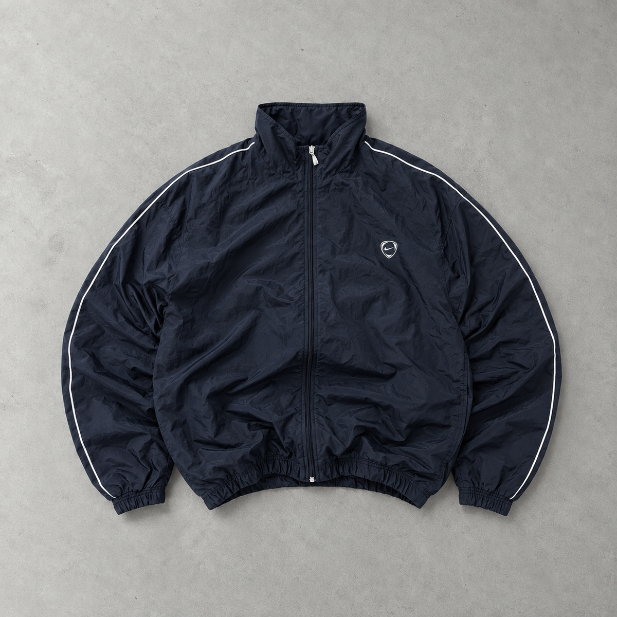 Veste de survêtement vintage Nike bleu marine/blanc rare (M)