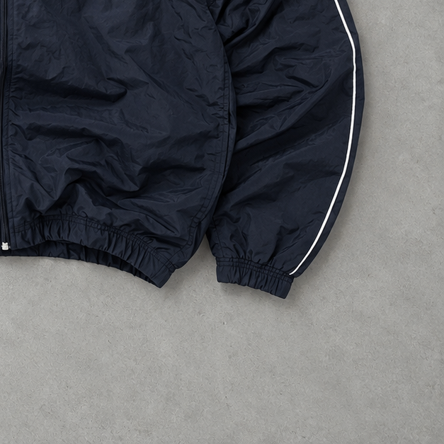 Veste de survêtement vintage Nike bleu marine/blanc rare (M)