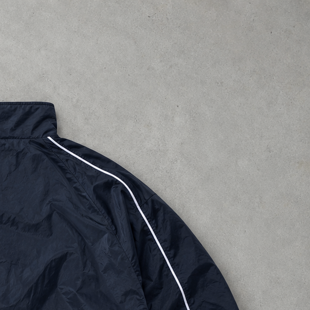 Veste de survêtement vintage Nike bleu marine/blanc rare (M)