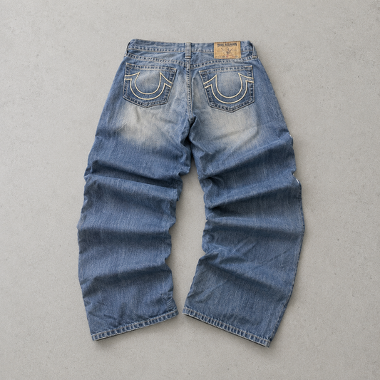 Y2K True Religion Jeans Hellblau, Blau Rare (W32 | DE 48)