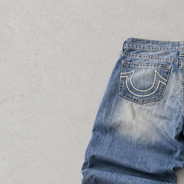 Y2K True Religion Jeans Hellblau, Blau Rare (W32 | DE 48)