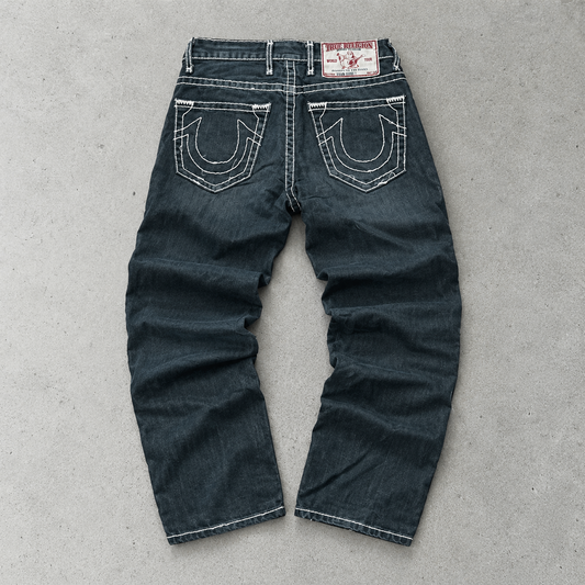 Y2K True Religion Baggy Jeans Black Rare (W24 | DE 40)
