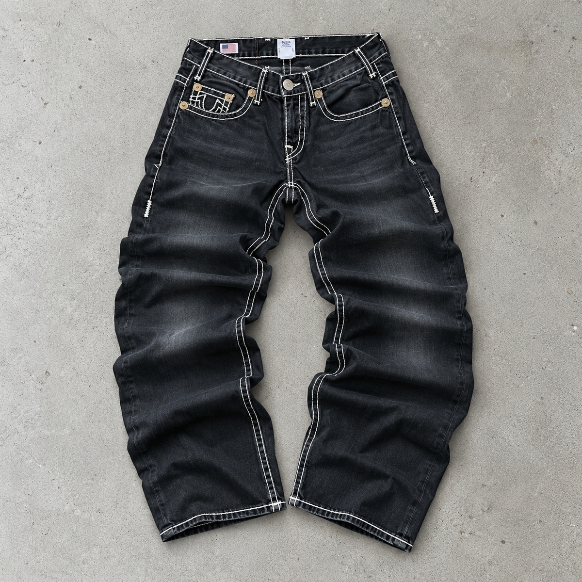 Y2K True Religion Baggy Jeans Black Rare (W24 | DE 40)