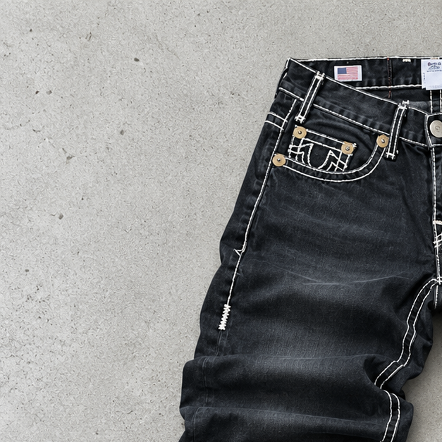Y2K True Religion Baggy Jeans Black Rare (W24 | DE 40)