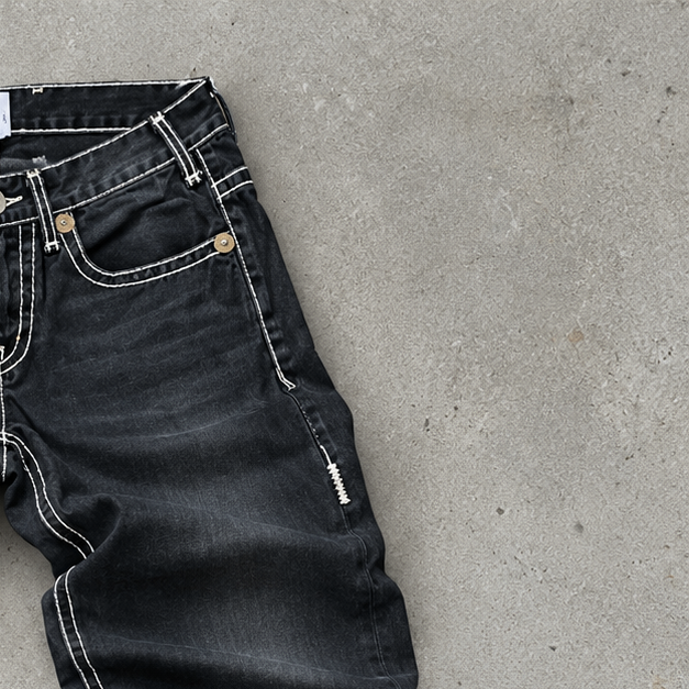 Y2K True Religion Baggy Jeans Black Rare (W24 | DE 40)