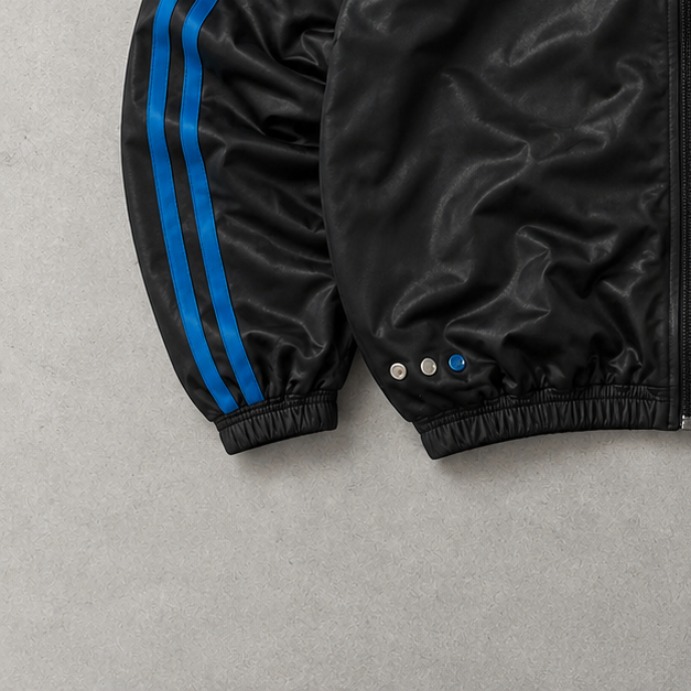 Y2K Adidas Track Jacket Schwarz, Blau Limited Stitched Logo (Size L)
