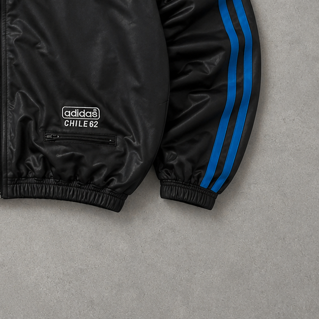 Y2K Adidas Track Jacket Schwarz, Blau Limited Stitched Logo (Size L)