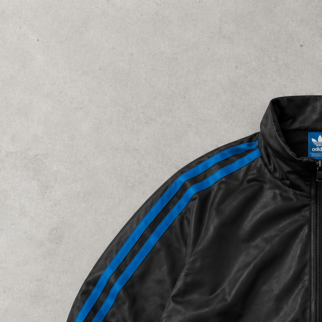 Y2K Adidas Track Jacket Schwarz, Blau Limited Stitched Logo (Size L)