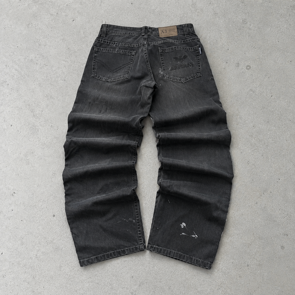 Y2K Armani Jeans Bootcut Jeans Black Rare Stitched Logo (W33 | DE 48)